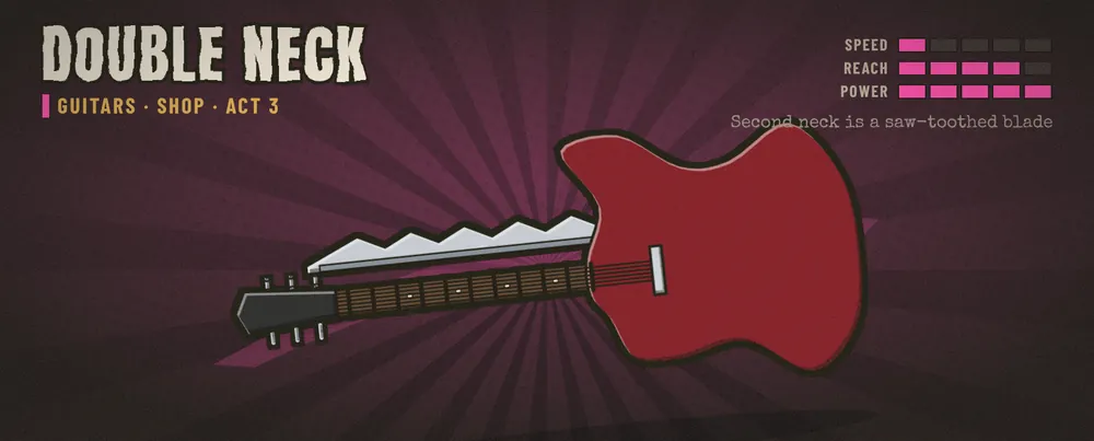 Weapon concept: Double Neck, a two-necked guitar with steel blades.